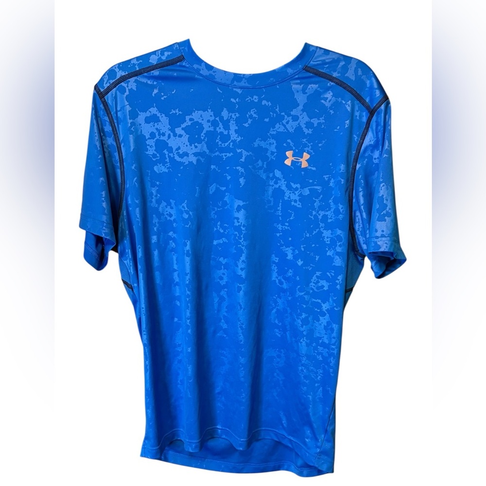 Under Armour Run Cold Black Heat Gear Blue Camo Performance Shirt Men’s Large